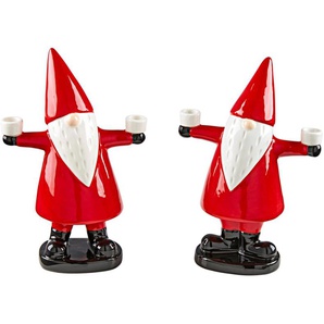 Kerzenhalter SCHNEIDER Weihnachtsdeko rot Gr. B/H/T: 11,00 cm x 17,00 cm x 7,00 cm, rot (rot, weiß) Windlichter Laternen Weihnachtsmänner, für Christbaumkerzen