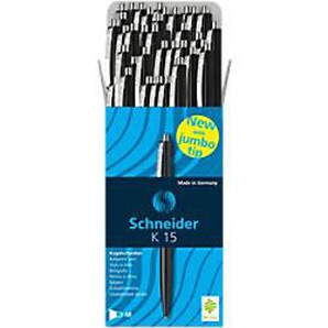 Schneider Kugelschreiber K15 Schwarz Mittel 0,5 mm Nachfüllbar 50 Stück 3081