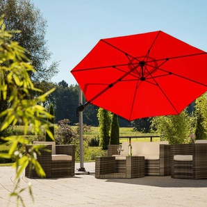 Ampelschirm SCHNEIDER SCHIRME Bermuda Standschirme rot Sonnenschirme mit Schirmständer, ohne Wegeplatten