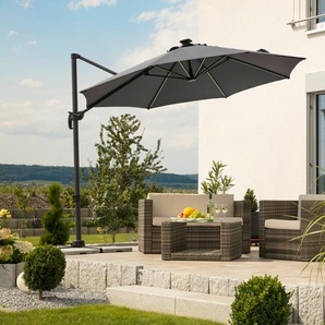 Ampelschirm SCHNEIDER SCHIRME Rhodos Blacklight Standschirme grau (anthrazit) Sonnenschirme mit Schutzhülle und Schirmständer, ohne Wegeplatten