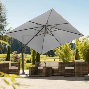 Ampelschirm SCHNEIDER SCHIRME Rhodos Twist Standschirme grau (silbergrau) Sonnenschirme mit Schutzhülle, ohne Wegeplatten