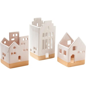 Schneider Teelichthalter Weihnachtsdeko (Set, 3 St), Dekohäuser aus Keramik, Höhe ca. 13 und 18 cm