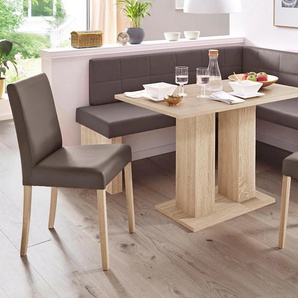 Eckbankgruppe SCHÖSSWENDER Anna Sitzmöbel-Sets Gr. Kunstleder, Langer Schenkel links (169/130 cm), braun (holzwerkstoff mit farbe sonoma eiche, lotos 5093 dunkelbraun, eichefarben) Eckbankgruppen Sitzmöbel-Sets 2 Stühlen massiven Gestell