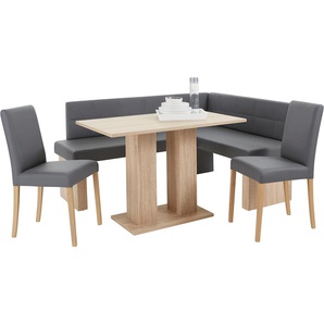 Eckbankgruppe SCHÖSSWENDER Anna Sitzmöbel-Sets Gr. Kunstleder, Langer Schenkel links (169/130 cm), braun (holzwerkstoff mit farbe sonoma eiche, lotos 5311 grau, eichefarben) Eckbankgruppen Sitzmöbel-Sets 2 Stühlen massiven Gestell