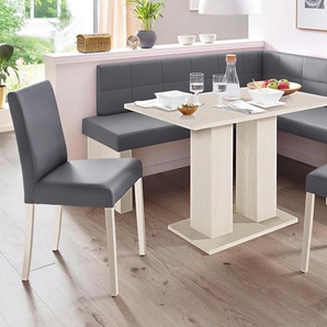 Eckbankgruppe SCHÖSSWENDER Anna Sitzmöbel-Sets Gr. Kunstleder, Langer Schenkel links (169/130 cm), weiß (holzwerkstoff mit farbe weiß, lotos 5311 grau, weiß) Eckbankgruppen Sitzmöbel-Sets 2 Stühlen massiven Gestell