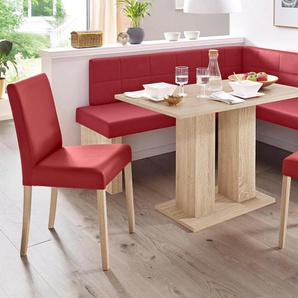 Eckbankgruppe SCHÖSSWENDER Anna Sitzmöbel-Sets Gr. Kunstleder, Langer Schenkel links (169/130 cm), rot (holzwerkstoff mit farbe sonoma eiche, lotos 5269 rot, eichefarben) Eckbankgruppen Sitzmöbel-Sets 2 Stühlen massiven Gestell