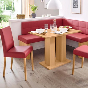 Eckbankgruppe SCHÖSSWENDER Anna Sitzmöbel-Sets Gr. Kunstleder, Langer Schenkel links (169/130 cm), rot (holzwerkstoff mit farbe buche, lotos 5269 rot, buchefarben) Eckbankgruppen Sitzmöbel-Sets 2 Stühlen massiven Gestell