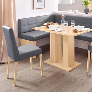Eckbankgruppe SCHÖSSWENDER Anna Sitzmöbel-Sets Gr. Kunstleder, Langer Schenkel rechts (130/169 cm), grau (holzwerkstoff mit farbe buche, lotos 5311 grau, buchefarben) Eckbankgruppen Sitzmöbel-Sets 2 Stühlen massiven Gestell