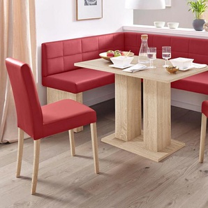 Eckbankgruppe SCHÖSSWENDER Anna Sitzmöbel-Sets Gr. Kunstleder, Langer Schenkel rechts (130/169 cm), rot (holzwerkstoff mit farbe sonoma eiche, lotos 5269 rot, eichefarben) Eckbankgruppen Sitzmöbel-Sets 2 Stühlen massiven Gestell