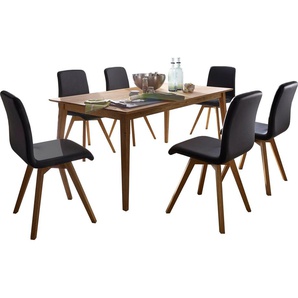Essgruppe SCHÖSSWENDER Filippa Sitzmöbel-Sets Gr. T: 47 cm, Kunstleder, schwarz (wildeiche, lotos 7006 schwarz, eichefarben) Essgruppen Sitzmöbel-Sets aus Massivholz Eiche