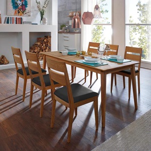 Essgruppe SCHÖSSWENDER Filippa Sitzmöbel-Sets Gr. T: 47 cm, Kunstleder, schwarz (wildeiche, lotos 7006 schwarz, eichefarben) Essgruppen Sitzmöbel-Sets aus Massivholz Eiche