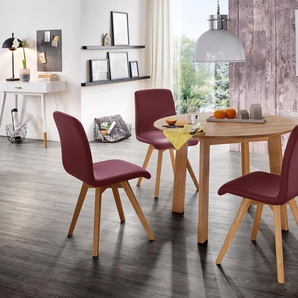 Essgruppe SCHÖSSWENDER Flavio Sitzmöbel-Sets Gr. T: 53 cm, Kunstleder, rot (wildeiche, lotos 9726 weinrot, eichefarben) Essgruppen Sitzmöbel-Sets aus Massivholz Eiche
