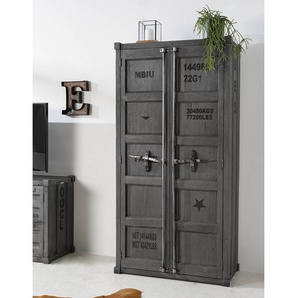 Schrank 90 x 180 x 45cm Grau/Akazie Grau