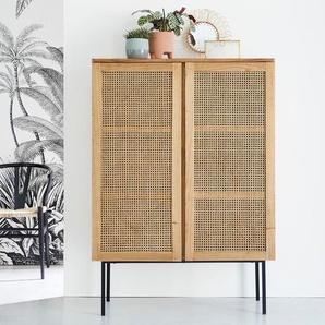 Schrank aus massivem Mindi und Rohrgeflecht 100 cm