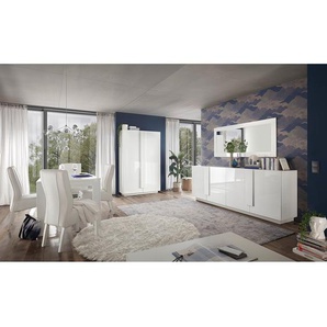 Schrank 121 x 193 x 44cm Weiß/Hochglanz Weiß