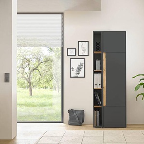 Schrank mit Holztür 70 x 200 x 40cm Grau/Anthrazit