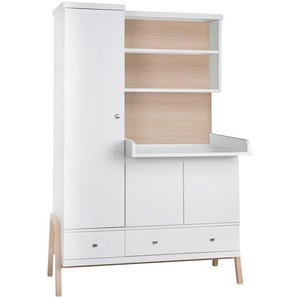 Schrank mit Wickelkommode Holly 132 x 191 x 72cm Weiß/Altmühlbuche Dekor/Weiß