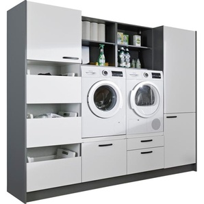 Schrank-Set EXPRESS KÜCHEN Arta, grau (weiß, anthrazit), B:240cm, Kastenmöbel-Sets, Mehrzweckschrank, ohne Geräte, vormontiert, mit Soft-Close-Funktion, Stellbreite 245cm, Topseller