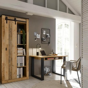 Schrank-Set HOME AFFAIRE SHERWOOD Kastenmöbel-Sets Gr. B/H/T: 220 cm x 201 cm x 60 cm, braun (old style hell dekor) Büromöbel-Set Schranksysteme und Schrankserien Büromöbel Set, mit Scheunentorbeschlag aus Metall, Breite ca. 220 cm
