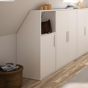 Schrank unter Dachschräge mit 6 Türen & 2 Ablagen - Weiß - ADEZIO