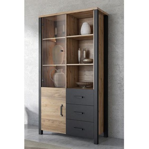 Schrank 101 x 191 x 43cm Braun/Fichte Dekor