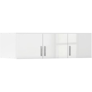 Schrankaufsatz 136cm Weiß/Hochglanz Weiß/Alpinweiß Spanplatte, bedruckt & lackiert