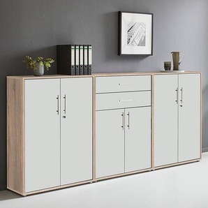 Schrankwand 3-teilig Set C 85 x 114 x 33cm Braun/Eiche Sonoma Dekor/Weiß