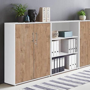 Schrankwand 3-teilig Typ A 85 x 114 x 33cm Weiß/Eiche Sanremo Dekor/Weiß