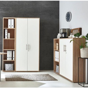 Schrankwand 4-teilig 85 x 186 x 33cm Braun/Eiche Sonoma Dekor/Weiß