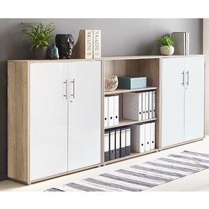 Schrankwand 3-teilig Typ A 85 x 114 x 33cm Braun/Eiche Sonoma Dekor/Weiß