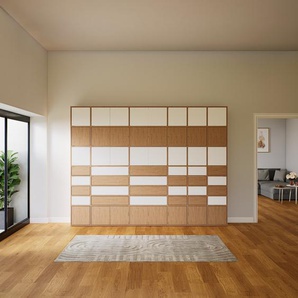 Schrankwand Eiche - Moderne Wohnwand: Schubladen in Eiche & Türen in Eiche - Hochwertige Materialien - 305 x 233 x 34 cm, Konfigurator