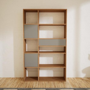 Schrankwand Grau - Moderne Wohnwand: Schubladen in Grau & Türen in Grau - Hochwertige Materialien - 115 x 195 x 34 cm, Konfigurator