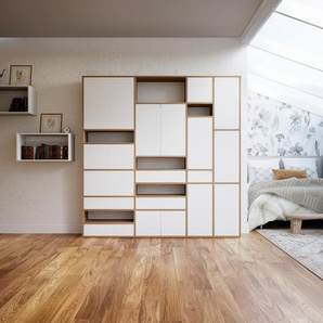 Schrankwand Weiß - Moderne Wohnwand: Schubladen in Weiß & Türen in Weiß - Hochwertige Materialien - 228 x 233 x 34 cm, Konfigurator