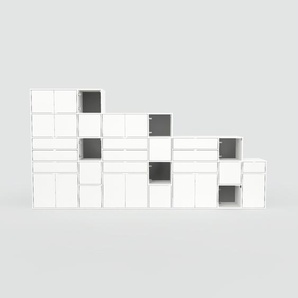 Schrankwand Weiß - Moderne Wohnwand: Schubladen in Weiß & Türen in Weiß - Hochwertige Materialien - 380 x 195 x 53 cm, Konfigurator