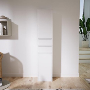 Schrankwand Weiß - Moderne Wohnwand: Schubladen in Weiß & Türen in Weiß - Hochwertige Materialien - 41 x 195 x 34 cm, Konfigurator