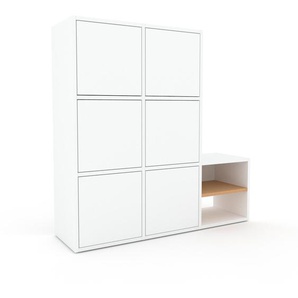 Schrankwand Weiß - Moderne Wohnwand: Türen in Weiß - Hochwertige Materialien - 118 x 118 x 34 cm, Konfigurator