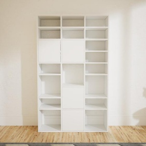 Schrankwand Weiß - Moderne Wohnwand: Türen in Weiß - Hochwertige Materialien - 118 x 195 x 34 cm, Konfigurator