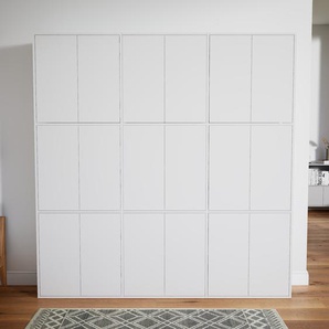 Schrankwand Weiß - Moderne Wohnwand: Türen in Weiß - Hochwertige Materialien - 226 x 233 x 34 cm, Konfigurator