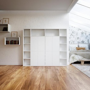 Schrankwand Weiß - Moderne Wohnwand: Türen in Weiß - Hochwertige Materialien - 228 x 195 x 34 cm, Konfigurator