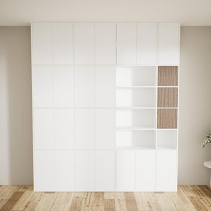Schrankwand Weiß - Moderne Wohnwand: Türen in Weiß - Hochwertige Materialien - 264 x 310 x 34 cm, Konfigurator