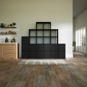 Schrankwand Wenge - Moderne Wohnwand: Schubladen in Wenge & Türen in Wenge - Hochwertige Materialien - 233 x 195 x 34 cm, Konfigurator