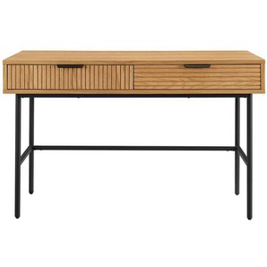 Schreibtisch 120x60 cm, Eiche Echtholzfurnier, mit 2 Schubladen - Bürotisch, Computertisch
