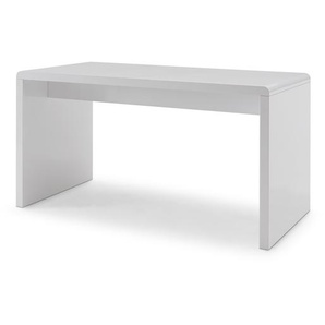 Schreibtisch 140x70 cm, Weiß hochglanz lackiert - Bürotisch, Computertisch