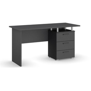 Schreibtisch Allrounder, grau metallic, 3 Schubkästen
