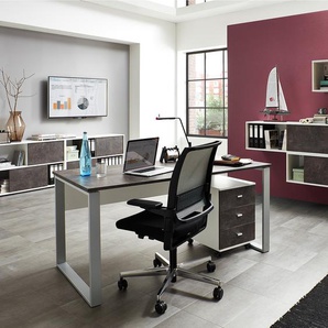 Schreibtisch I 160 x 75 x 80cm Grau/Silber