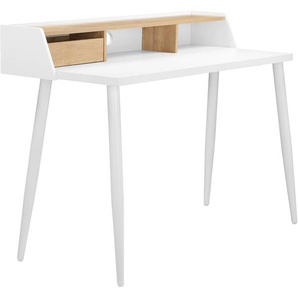 Schreibtisch ANDAS RORBY Tische Gr. B/H/T: 117 cm x 90 cm x 35,5 cm, weiß (weiß, eichefarben, weiß, weiß) Schreibtische
