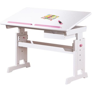 Schreibtisch Batur 1 Schublade weissblau/ pink Tisch Bürotisch PC Computertisch