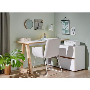 Schreibtisch CLUB C 145 E 140 x 76 x 110cm Weiß/Beige