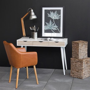 Schreibtisch Dingus 110 x 77 x 50cm Weiß/Weiß/Eiche