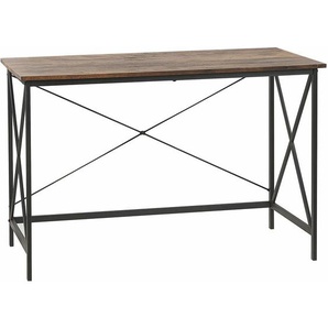 Schreibtisch Dunkelbraun MDF-Platte Holzoptik 115 x 60 cm Metallgestell Schwarz rechteckig Industrial Style für Büro Wohnzimmer Jugendzimmer